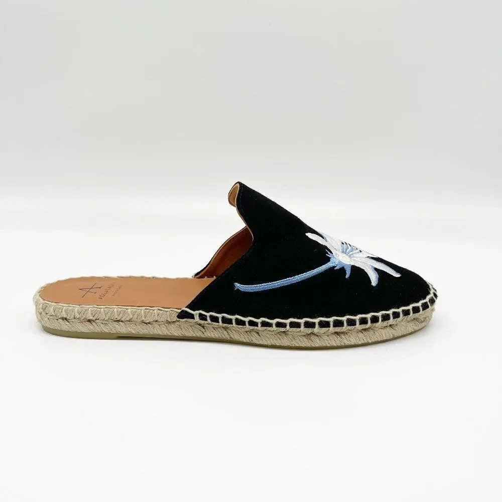 AQUATALIA Blair Espadrille Embroidered Black Flat